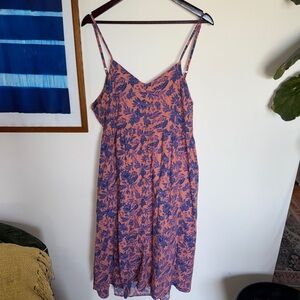Universal Thread Pink and Blue Floral Midi Dress
